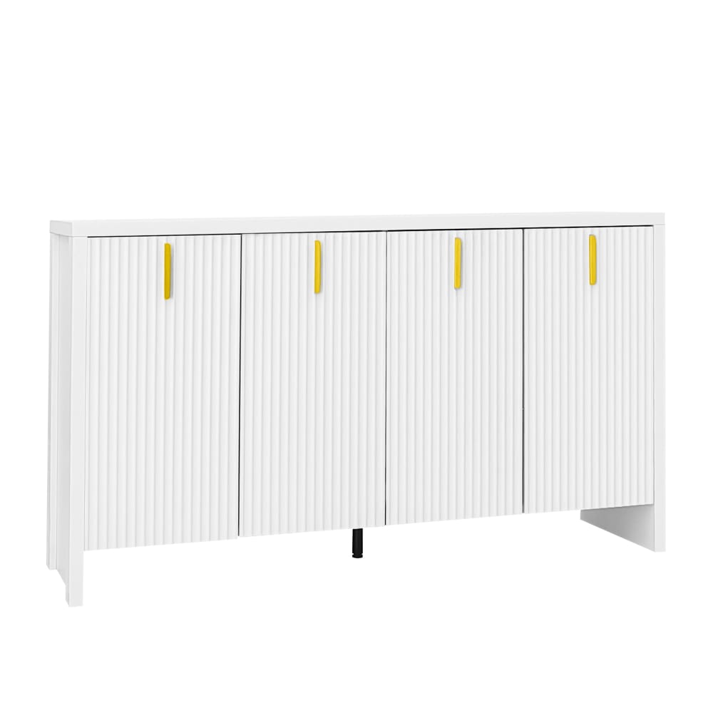 Buffet enfilade blanc URBAN MEUBLE 140 cm à façade ondulée et poignées dorées