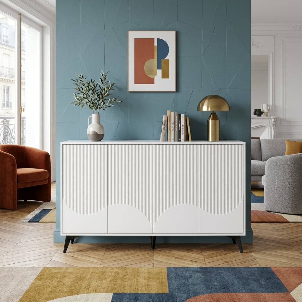 Motif vague en relief sur les portes du buffet URBAN MEUBLE