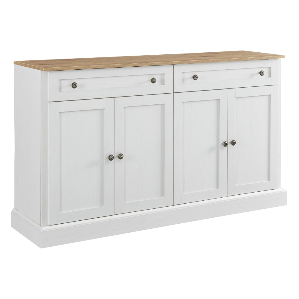 Buffet vaisselier URBAN MEUBLE blanc et chêne 150 cm avec 4 portes et 2 tiroirs