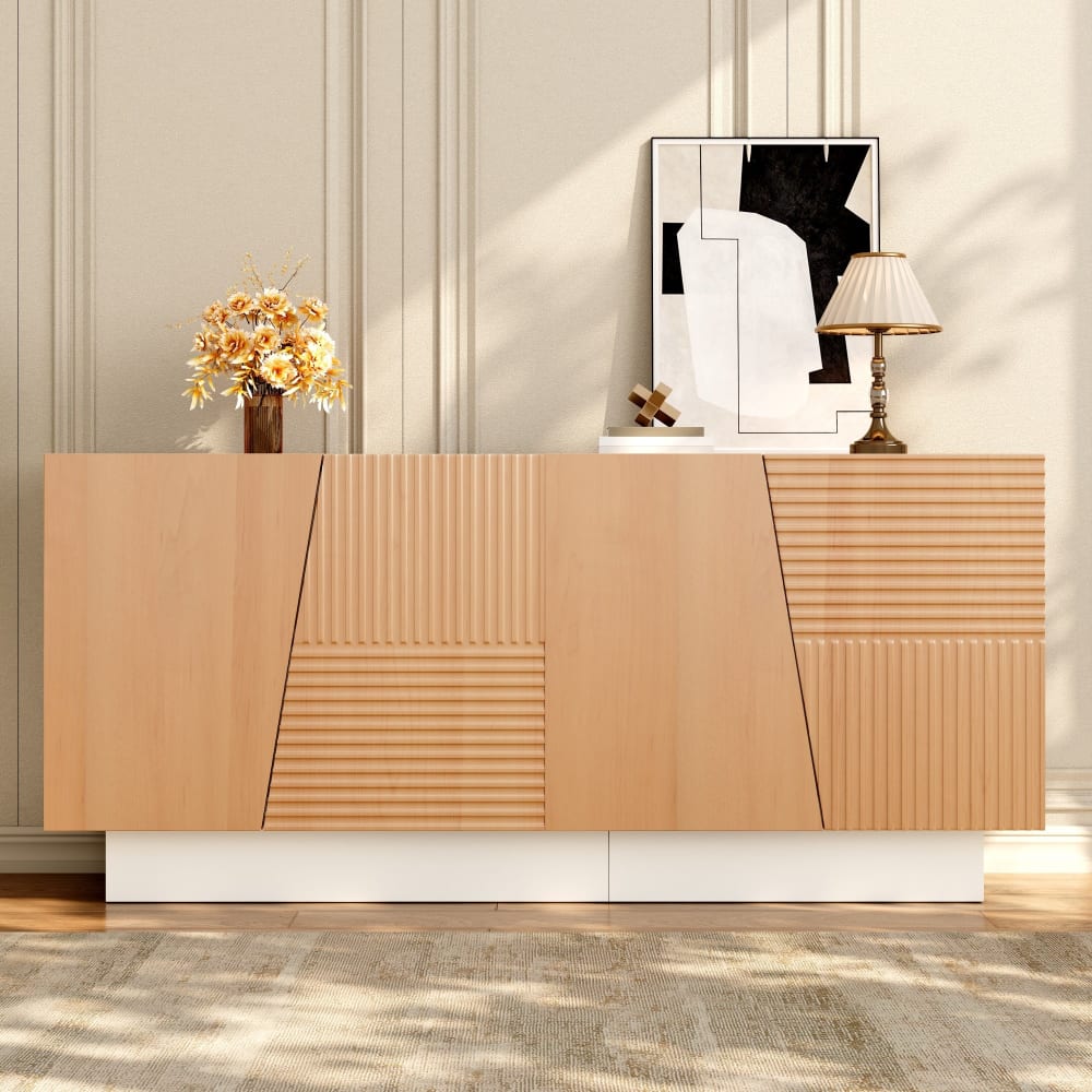 Détail des rainures géométriques du buffet URBAN MEUBLE