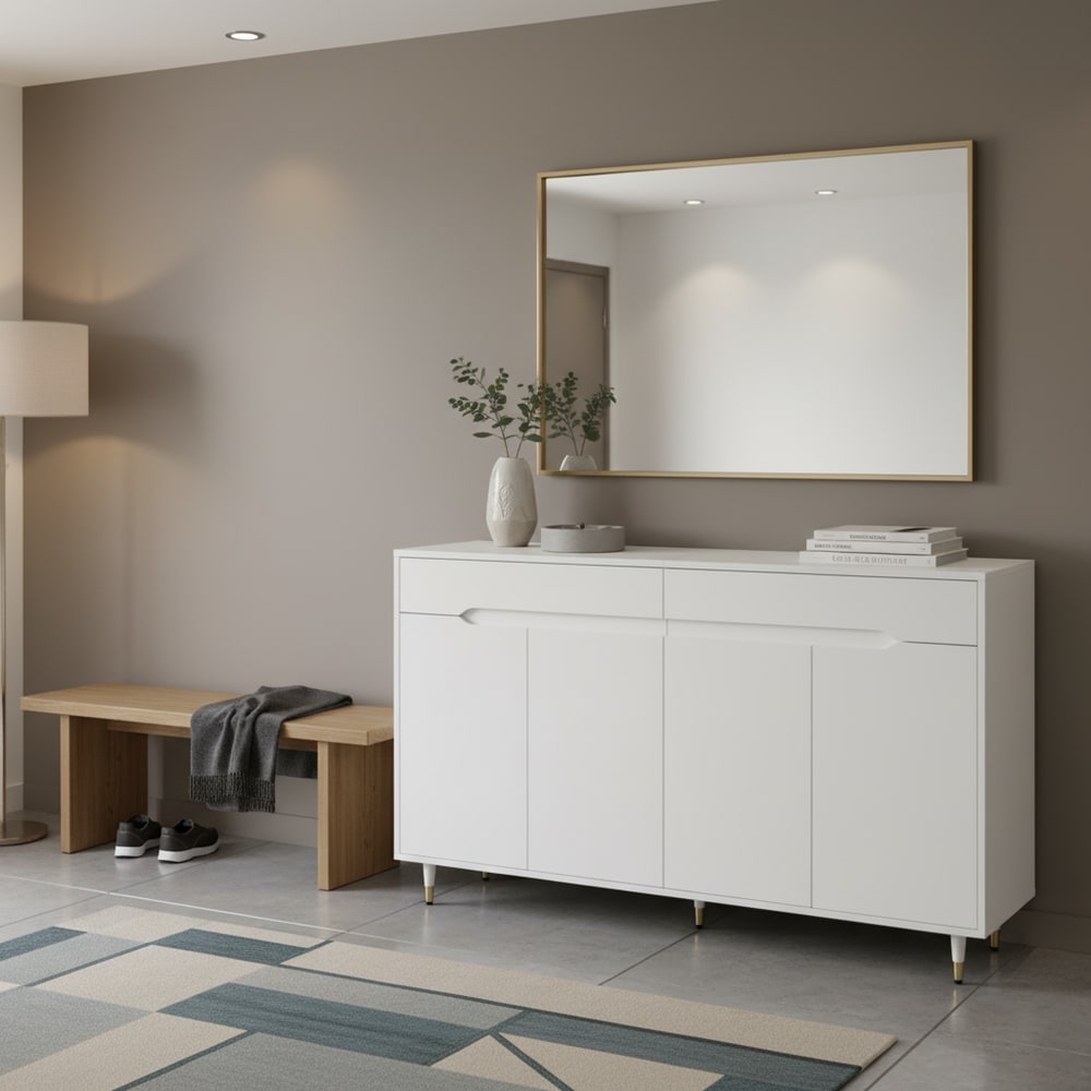 Buffet URBAN MEUBLE portes ouvertes sur ses étagères réglables