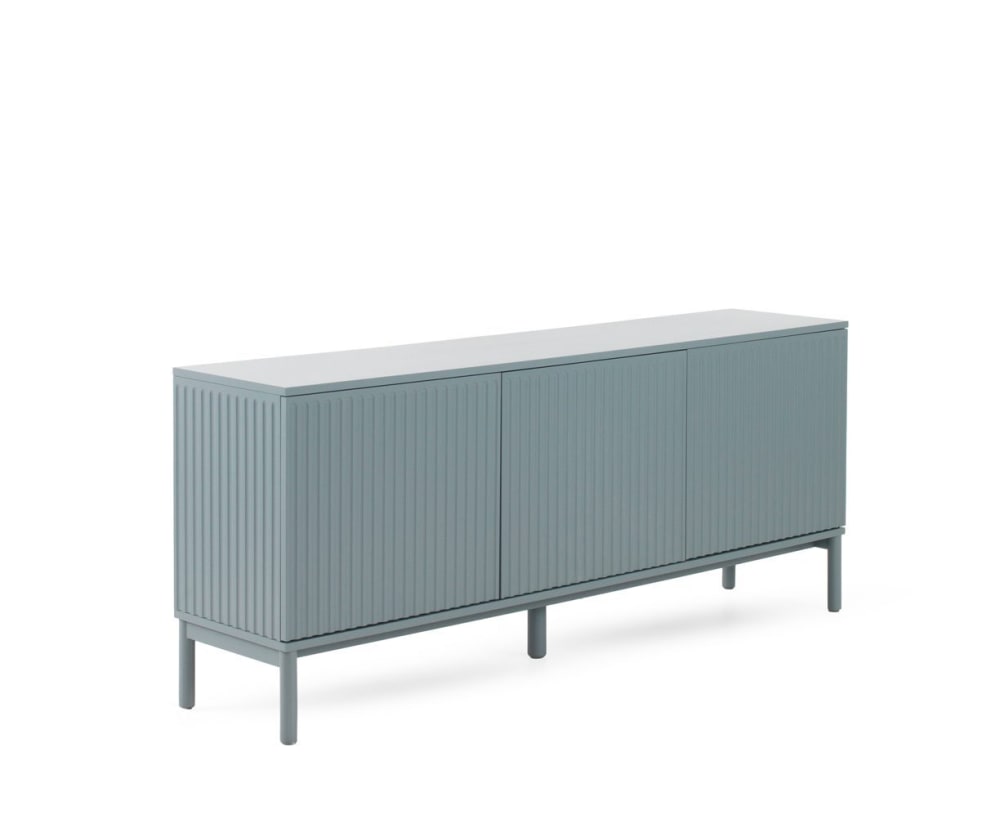 Grand buffet GEESE HOME bleu à façade rainurée 180 cm avec 3 portes