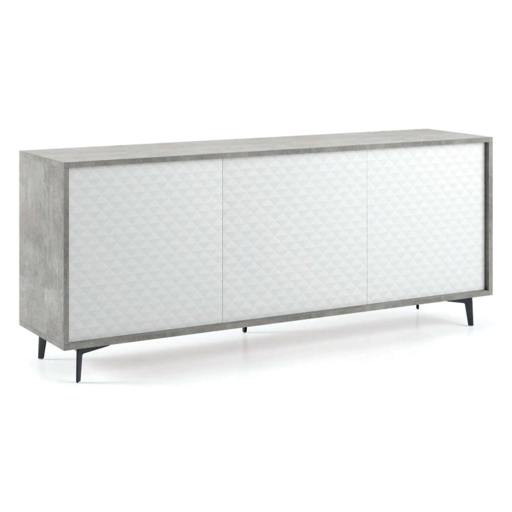 Grand buffet AMINDA blanc et bois clair 184 cm de large