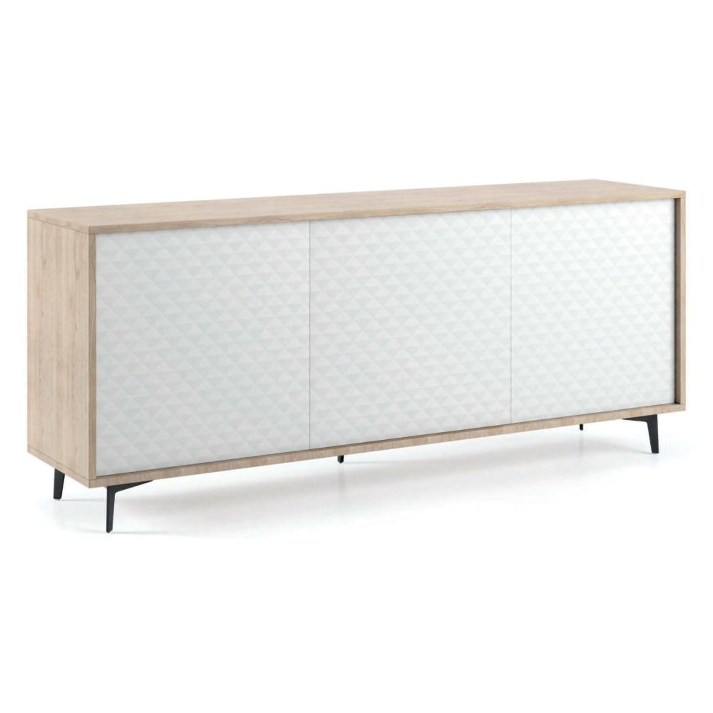 Grand buffet AMINDA marron effet chêne 184 cm avec 3 portes