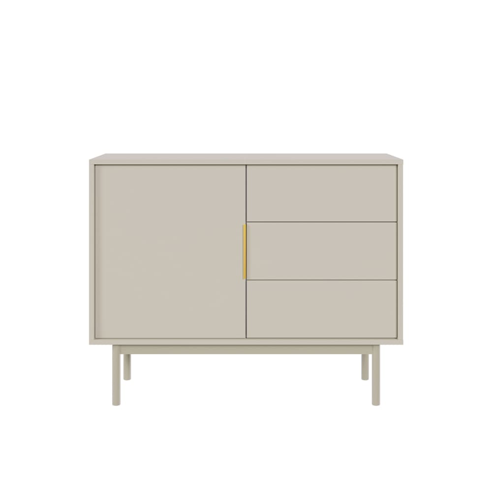 Petit buffet JONA coloris cachemire 1 porte et 3 tiroirs 104 cm