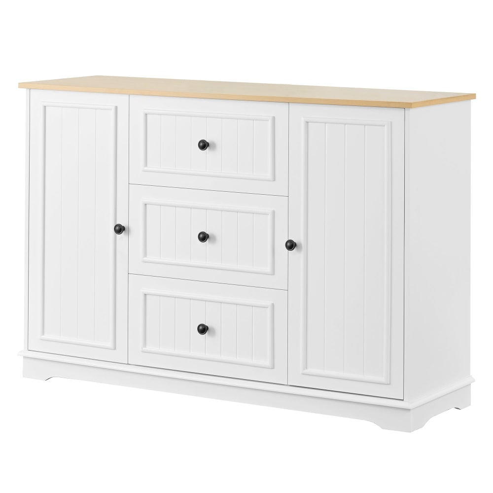 Buffet blanc URBAN MEUBLE 126 cm à 3 tiroirs et plateau effet bois