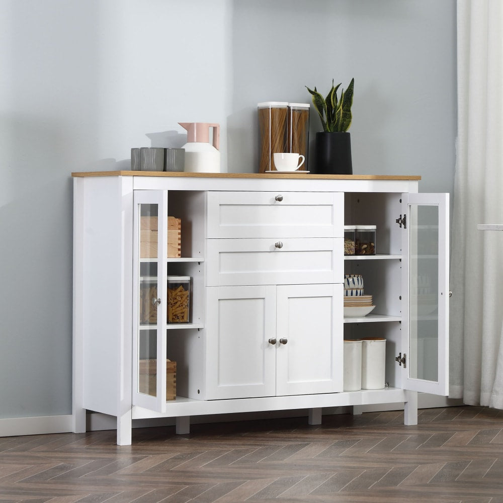 Buffet HOMCOM avec ses étagères réglables visibles
