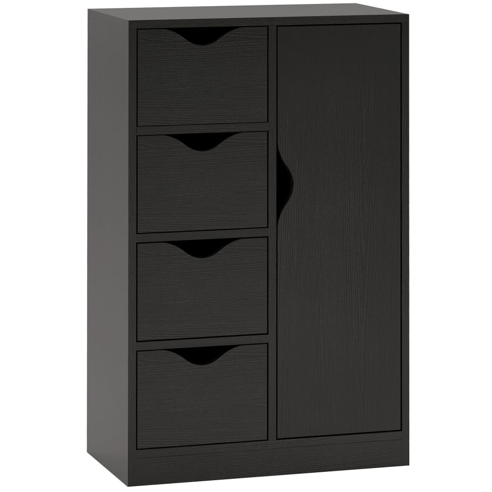 Petit buffet commode HOMCOM noir 1 placard et 4 tiroirs 54 cm