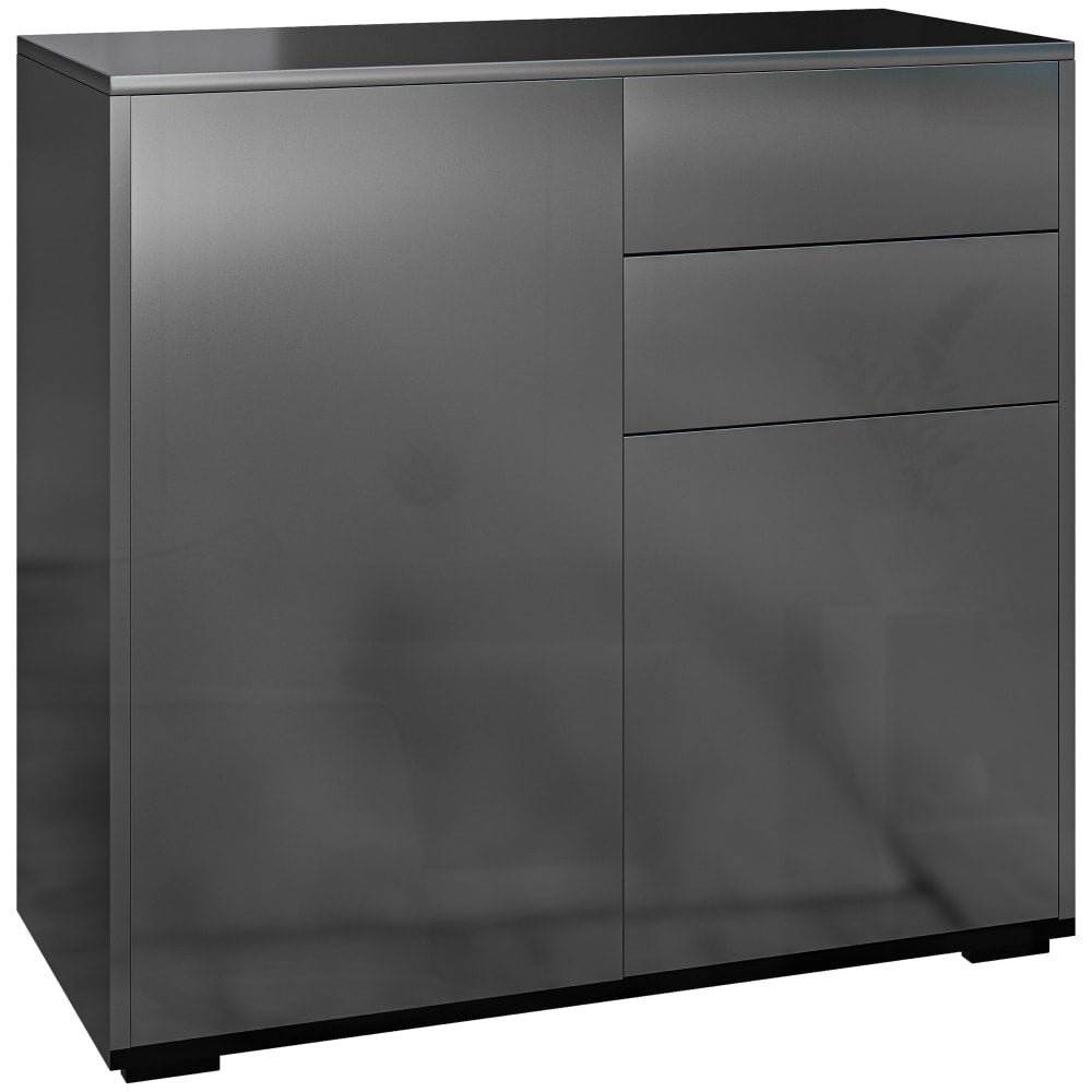 Petit buffet HOMCOM noir brillant 79 cm avec 2 portes et 2 tiroirs