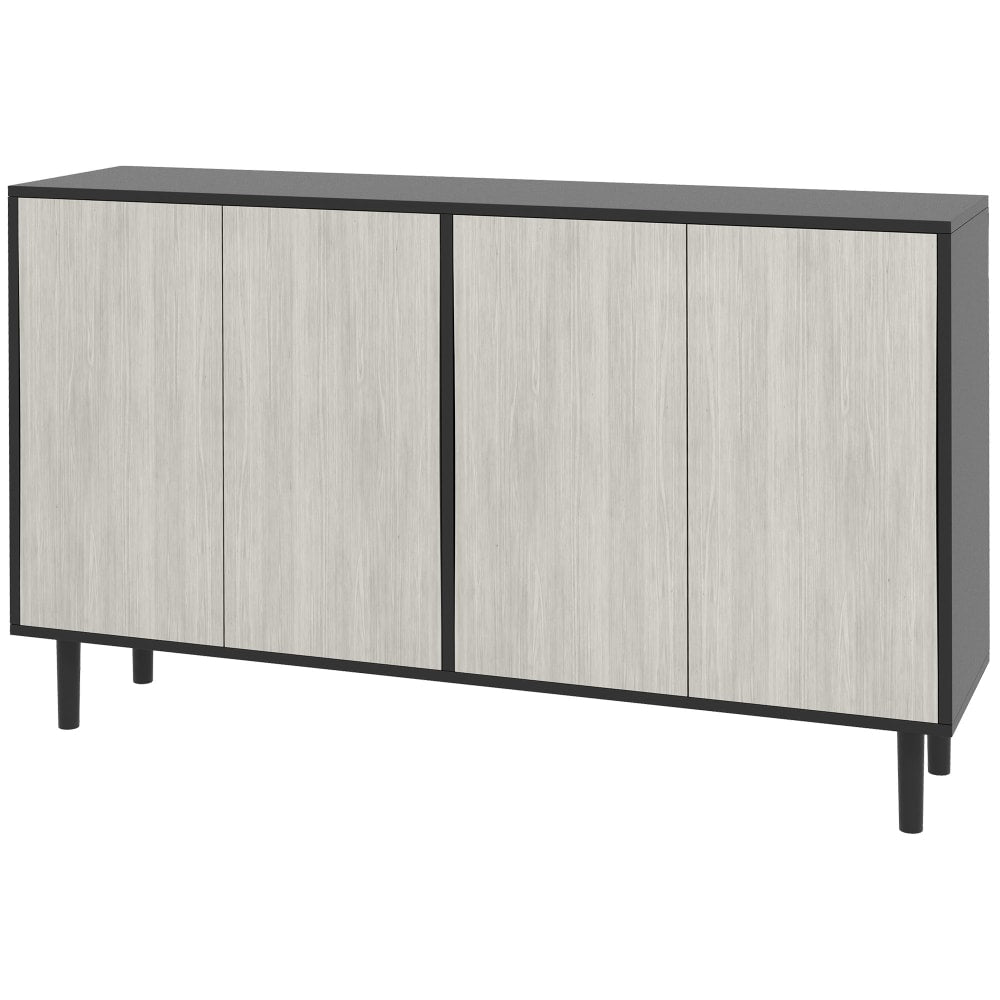 Buffet de cuisine HOMCOM 4 portes noir et aspect bois gris 121 cm