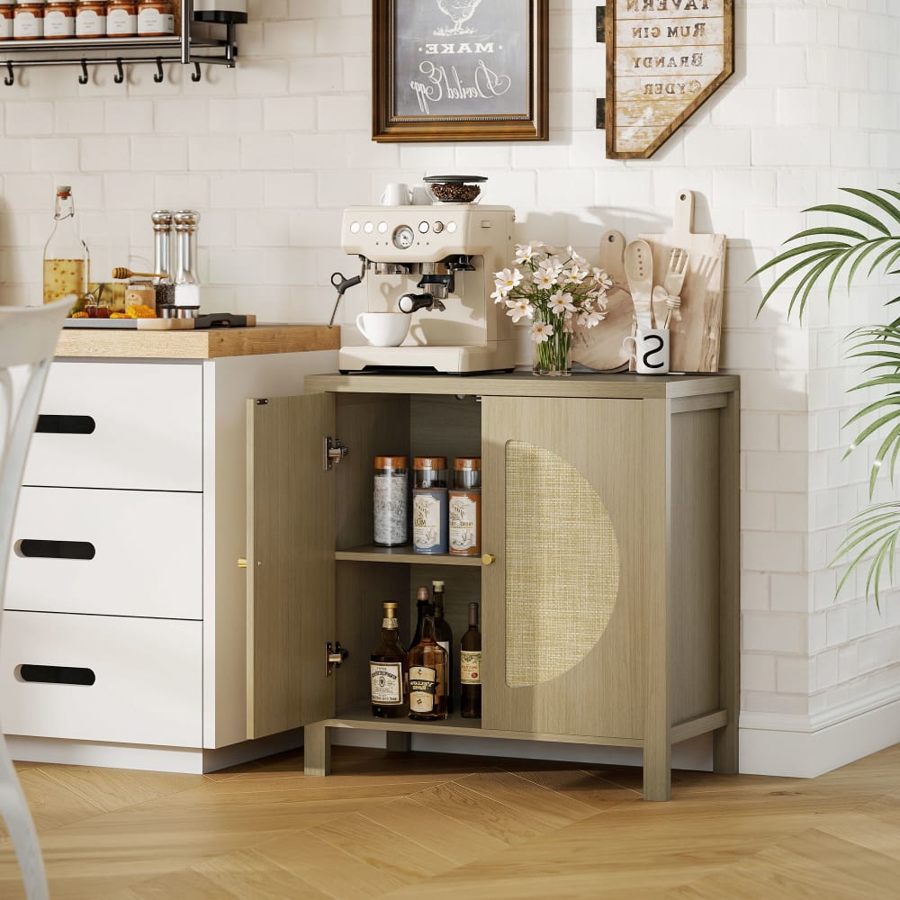 Buffet HOMCOM portes ouvertes sur l'étagère réglable