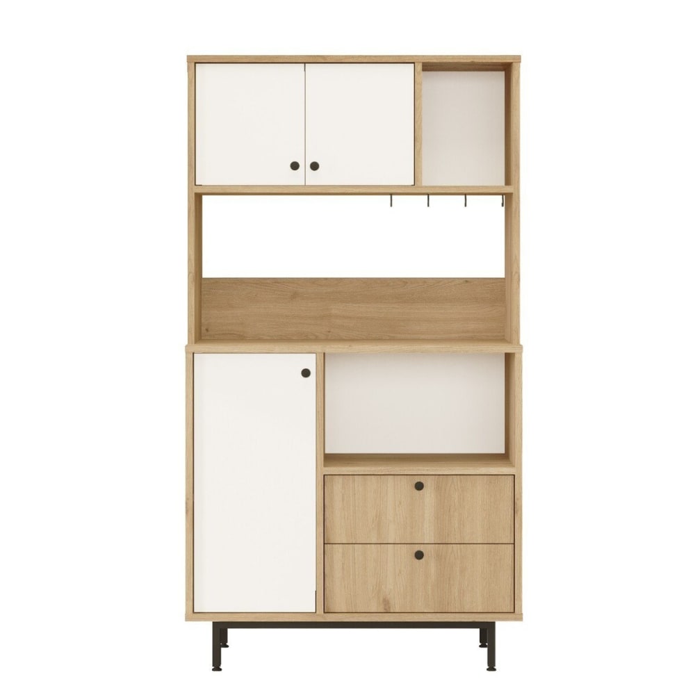 Buffet de cuisine ODE chêne et blanc 161 cm avec 3 portes