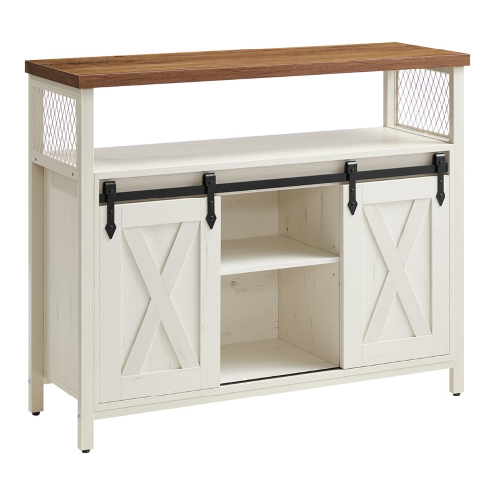Buffet de cuisine DAXTON blanc et marron miel 100 cm avec 2 portes