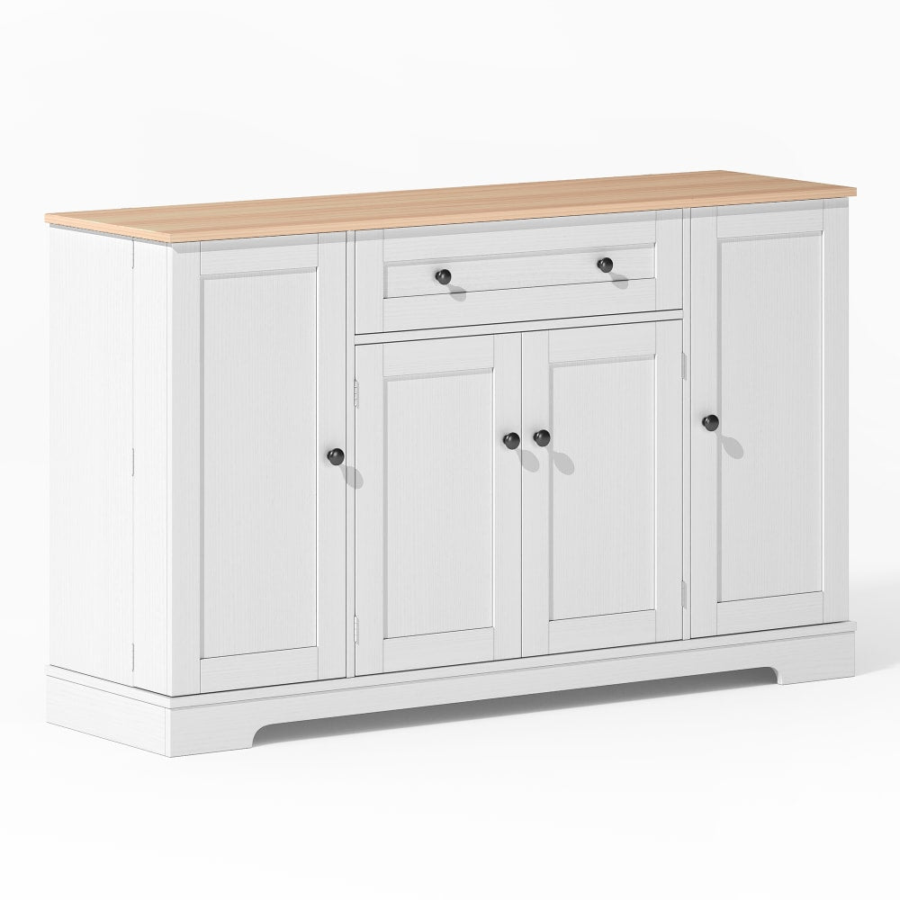 Buffet de cuisine URBAN MEUBLE blanc et bois naturel 138 cm avec 4 portes