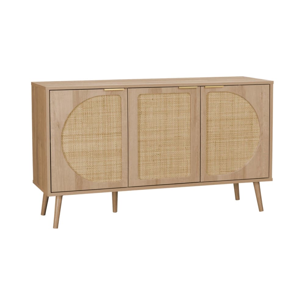 Buffet enfilade EVA 3 portes en cannage arrondi 120 cm