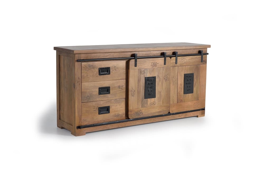 Buffet enfilade JUPITER en manguier massif avec 2 portes coulissantes 165 cm