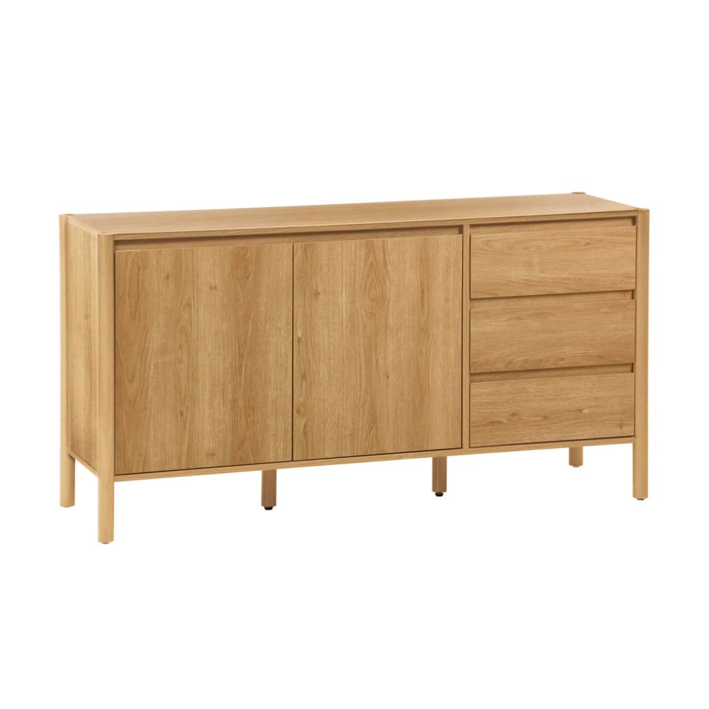 Buffet enfilade HARMONY décor bois naturel 150 cm avec 2 portes et 3 tiroirs