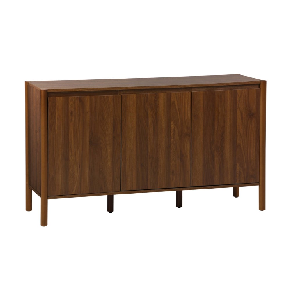 Buffet enfilade HARMONY 3 portes décor noyer 140 cm sur pieds bois