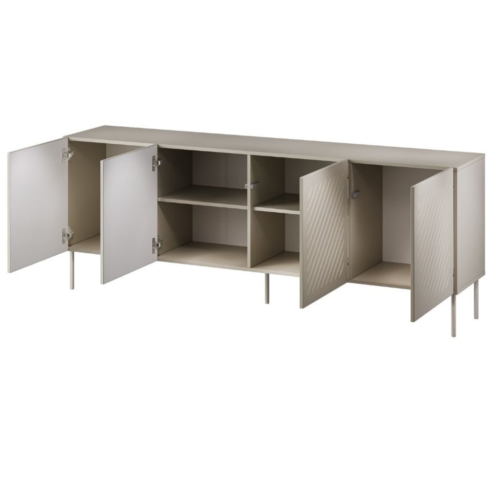 Vue latérale du buffet ABYS sur ses pieds acier