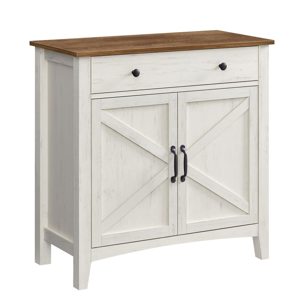 Petit buffet VASAGLE blanc et marron miel 80 cm avec tiroir