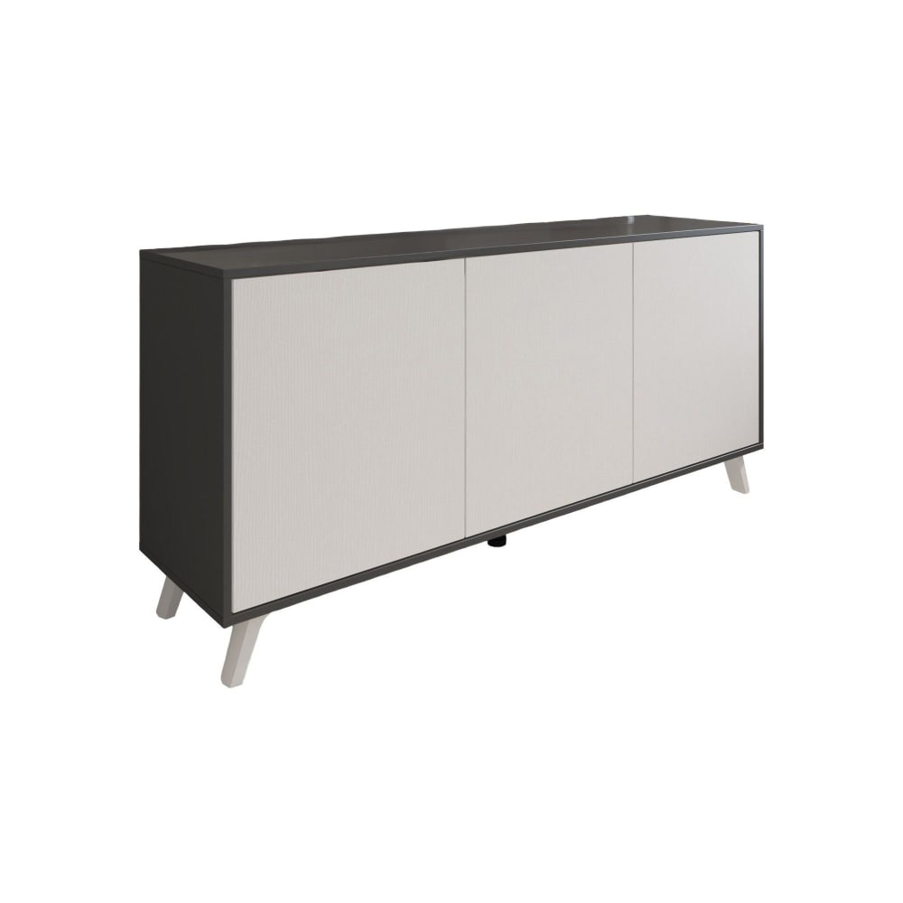 Buffet enfilade ANNINA effet bois anthracite et blanc de 154 cm