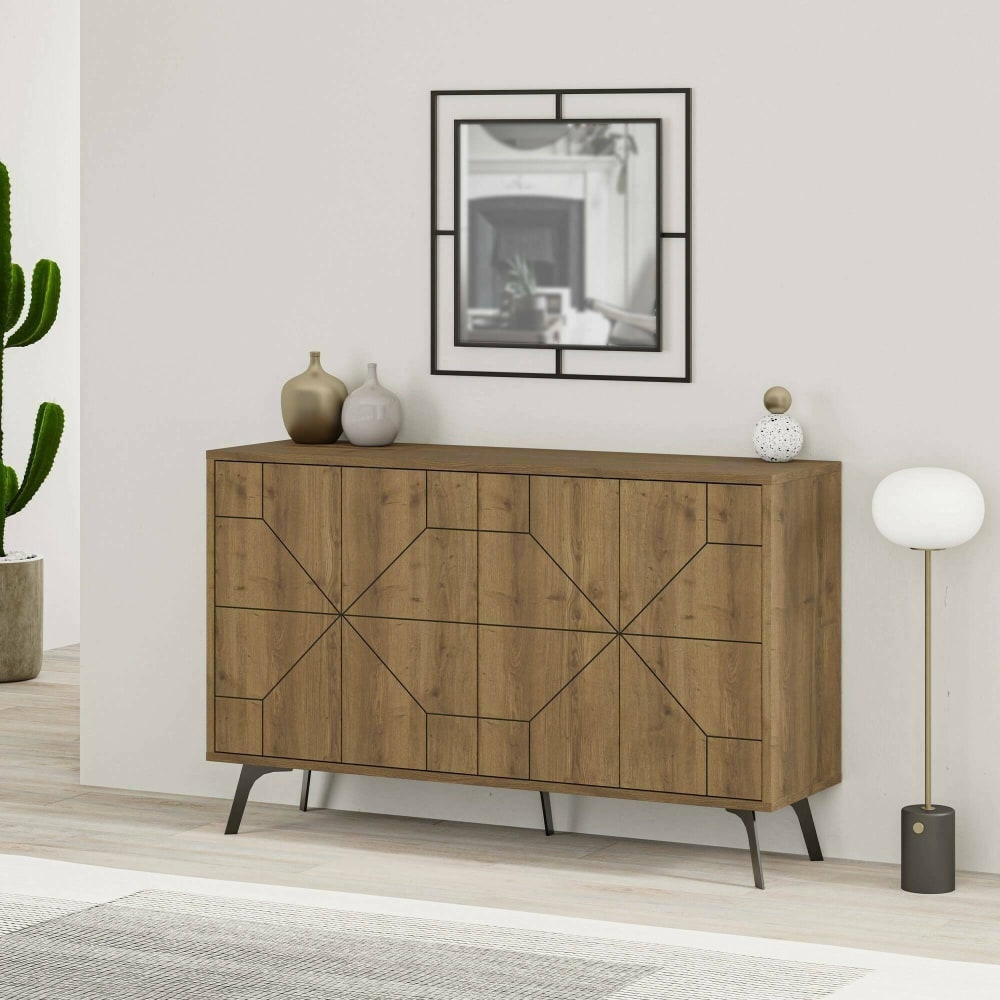 Détail du décor effet chêne du buffet BRUNALE