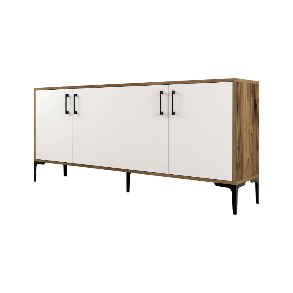 Grand buffet AGAPE effet noyer et blanc 180 cm
