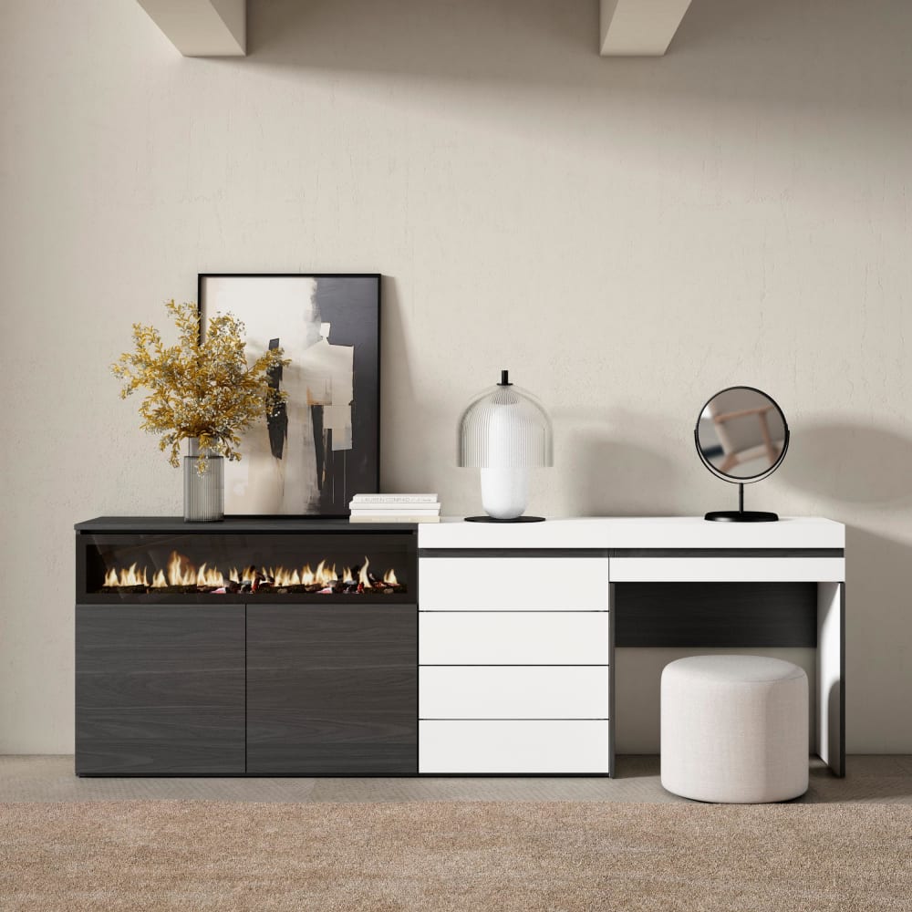 Détail de la commode à 4 tiroirs du buffet COZY