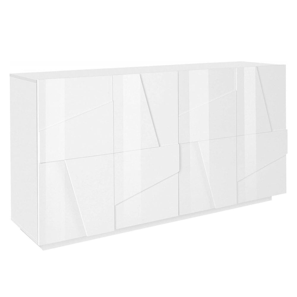Grand buffet AUGUSTO blanc brillant 162 cm à quatre portes