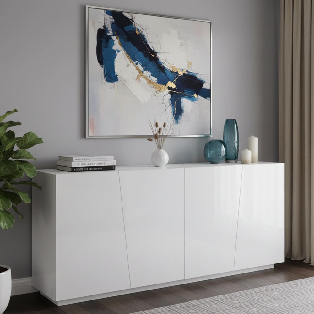 Détail des portes géométriques du buffet OSCAR