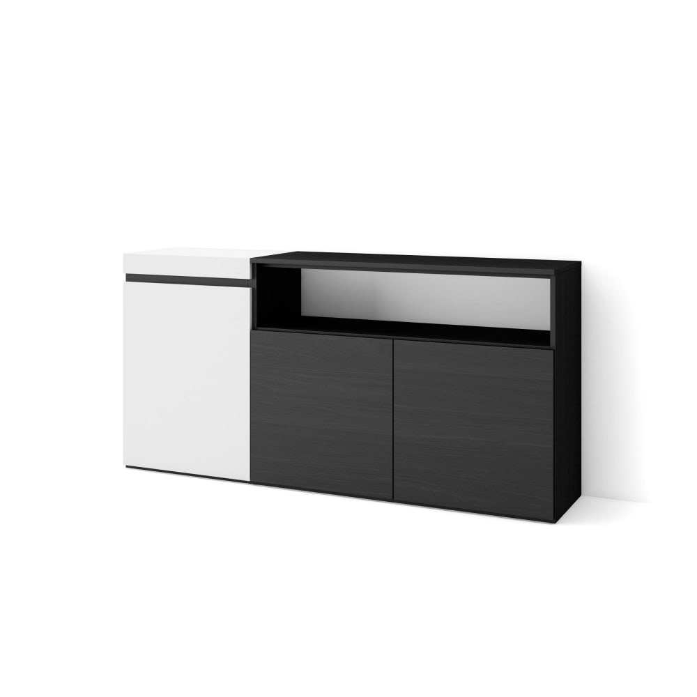 Buffet COZY blanc et noir 150 cm à trois portes