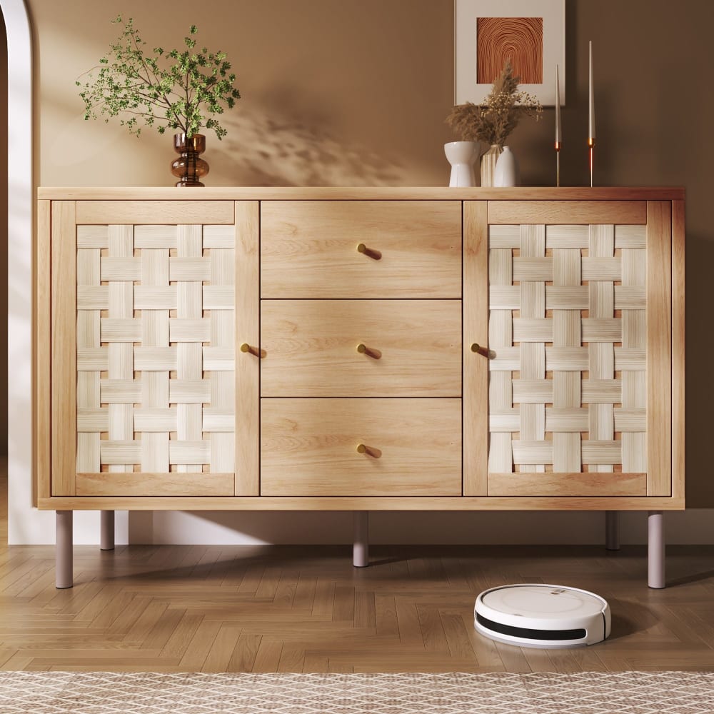 Détail du motif tressé des portes du buffet URBAN MEUBLE