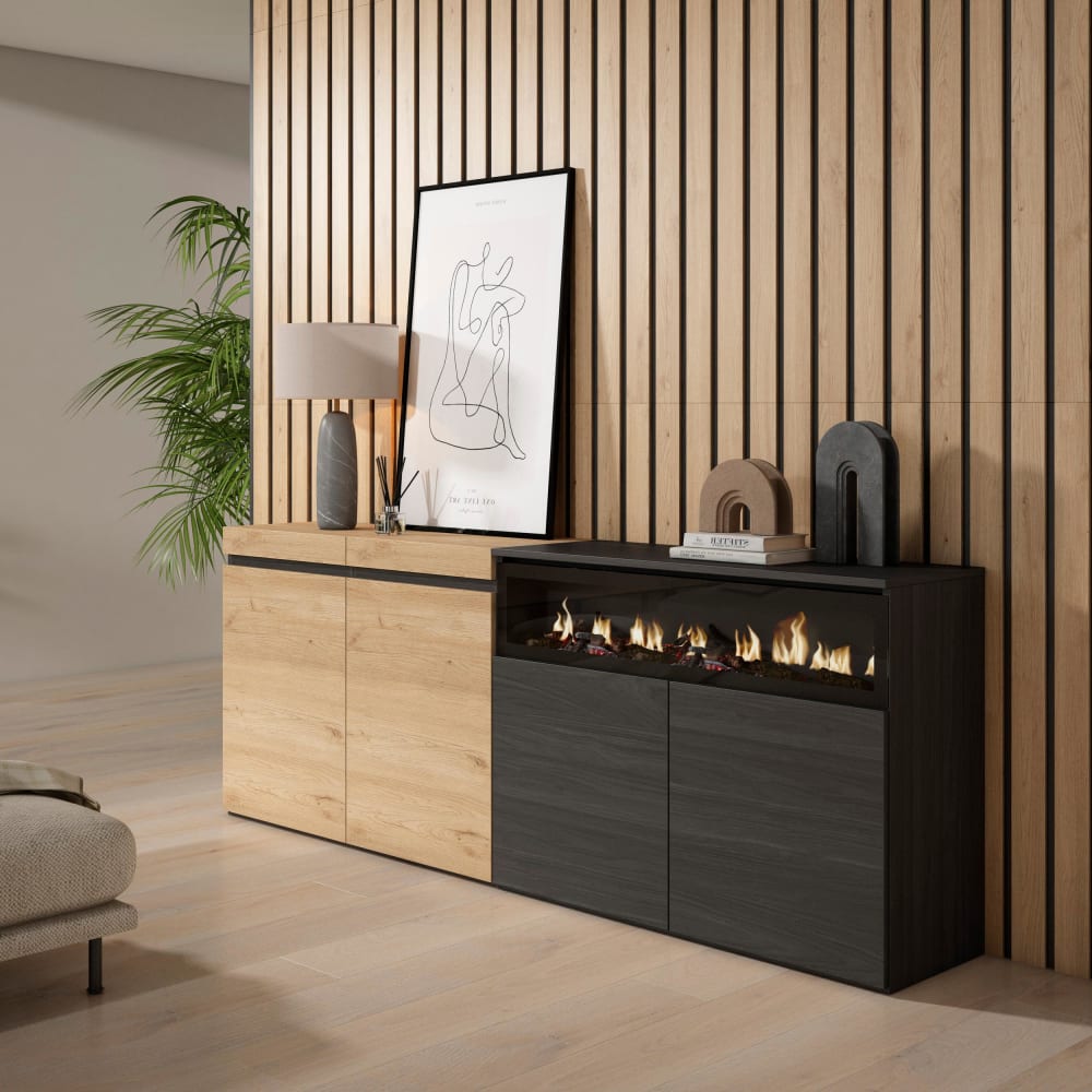 Détail du décor chêne du buffet COZY