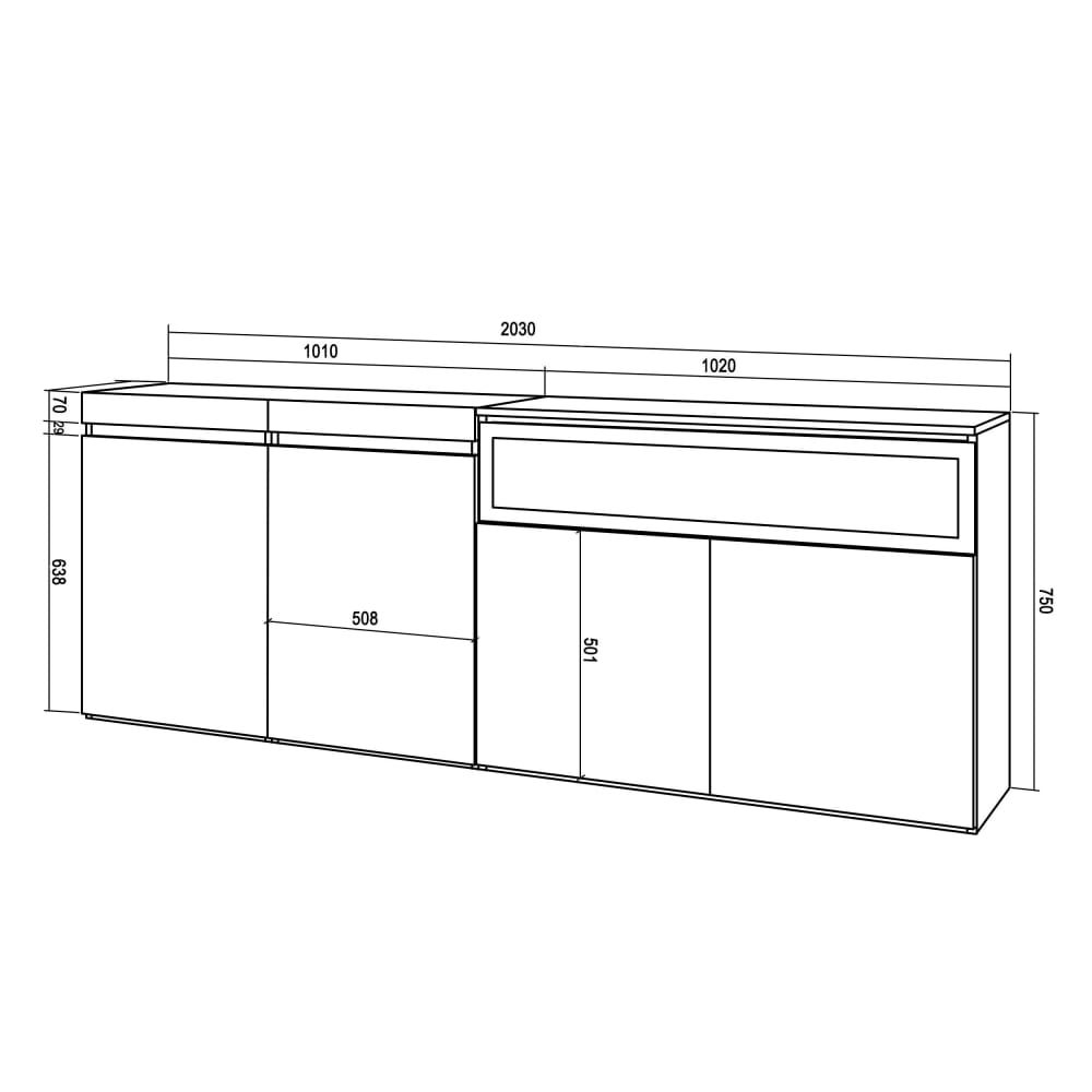 Buffet COZY avec sa cheminée LED allumée