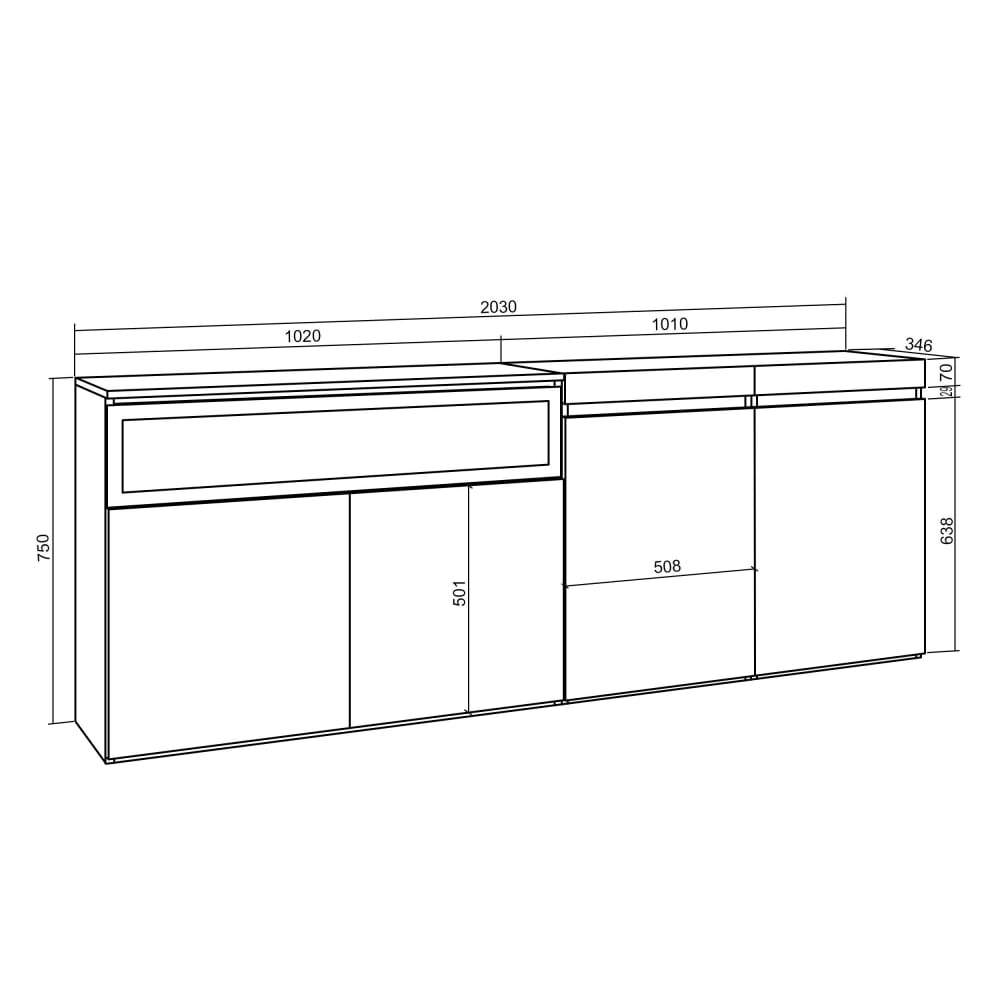 Buffet COZY installé sous un téléviseur