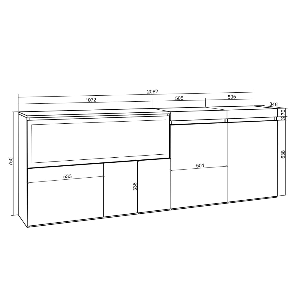 Buffet COZY vu de trois quarts