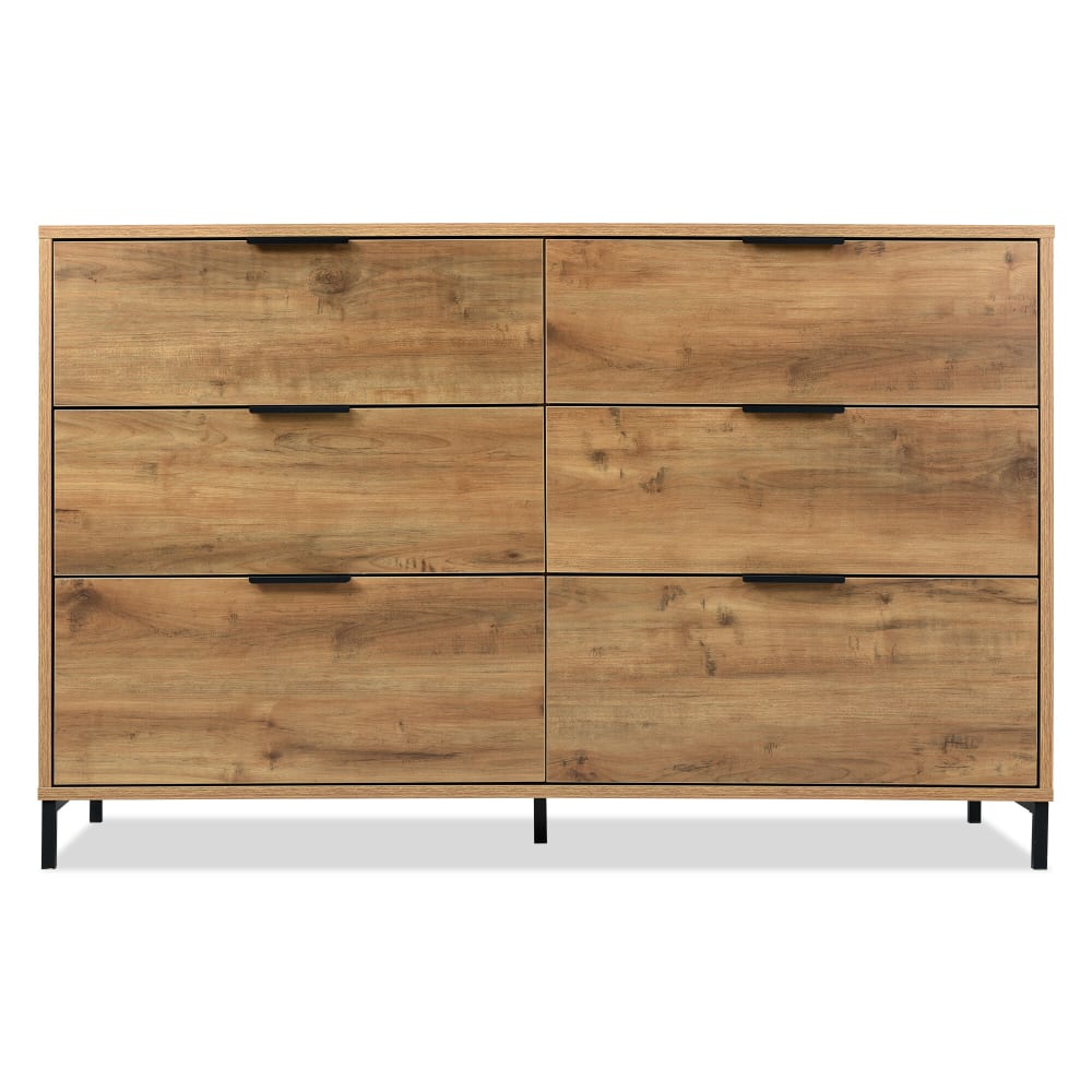 Buffet bahut URBAN MEUBLE effet chêne foncé 120 cm avec 6 tiroirs