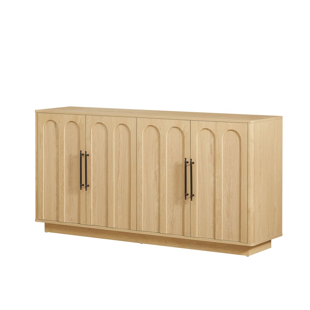Grand buffet URBAN MEUBLE effet chêne 160 cm à façade courbée et poignées noires
