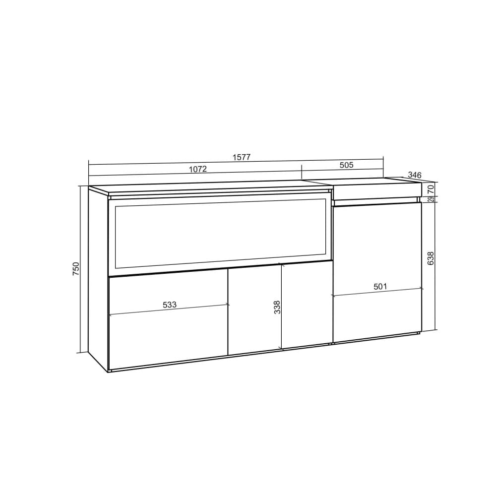 Buffet COZY vu de trois quarts