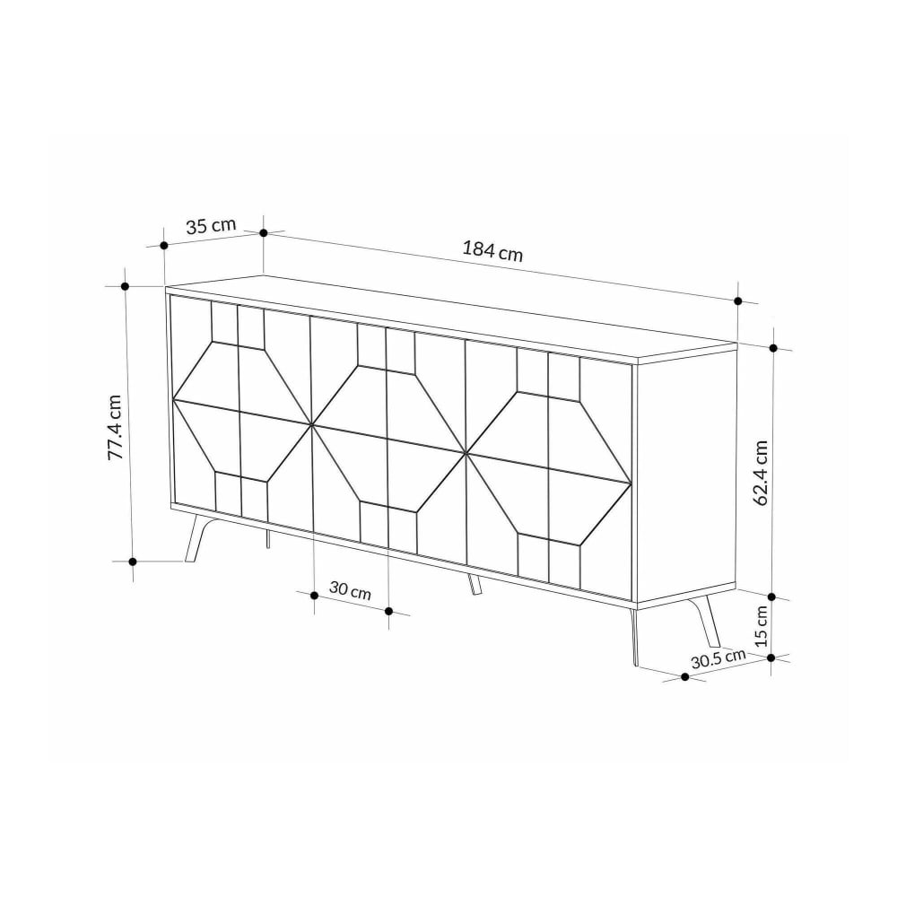 Buffet AFRICO ouvert sur son rangement