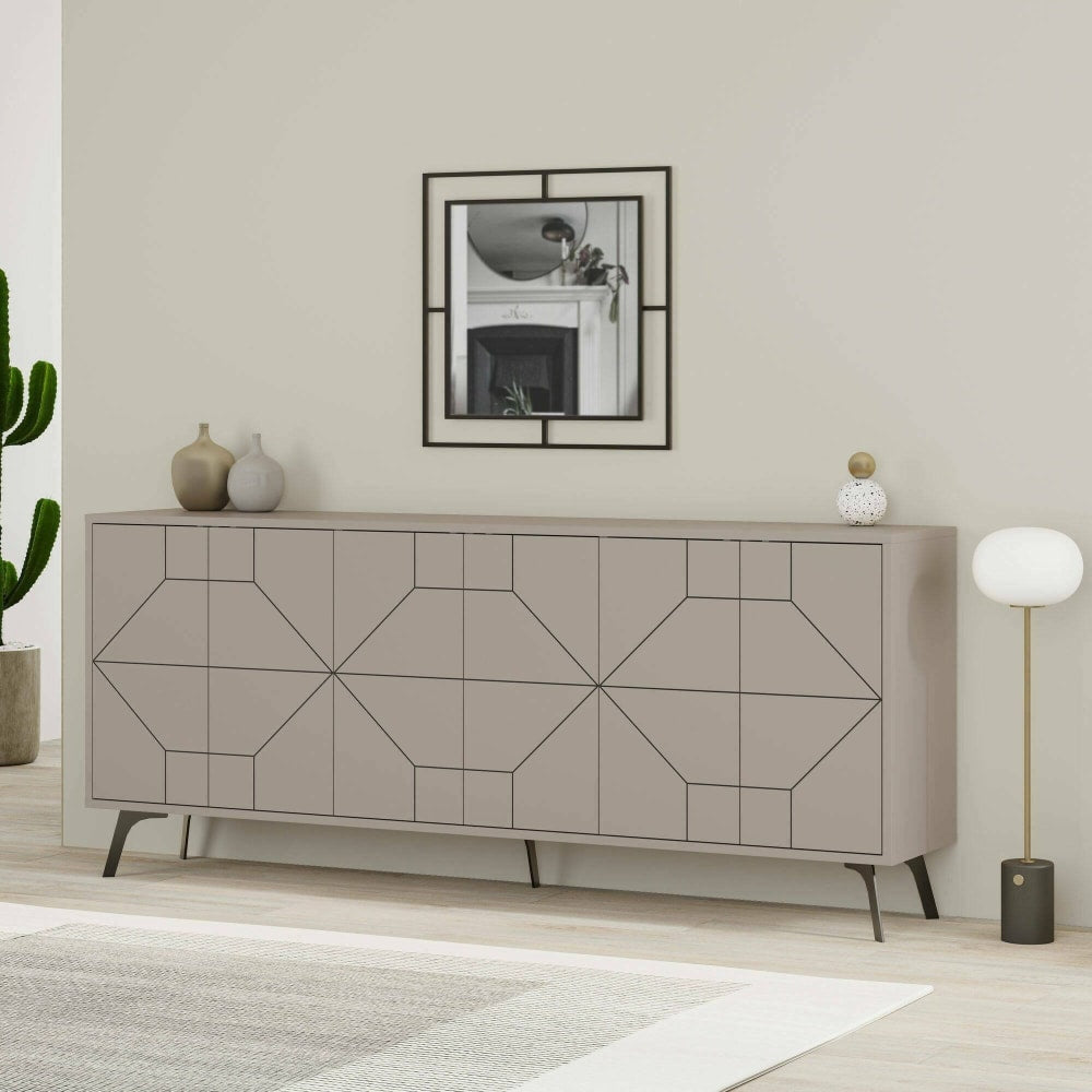 Détail du décor effet ciment du buffet AFRICO