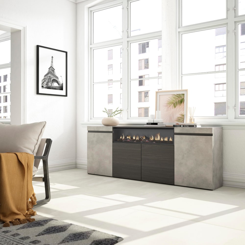 Détail du module latéral effet ciment du buffet COZY