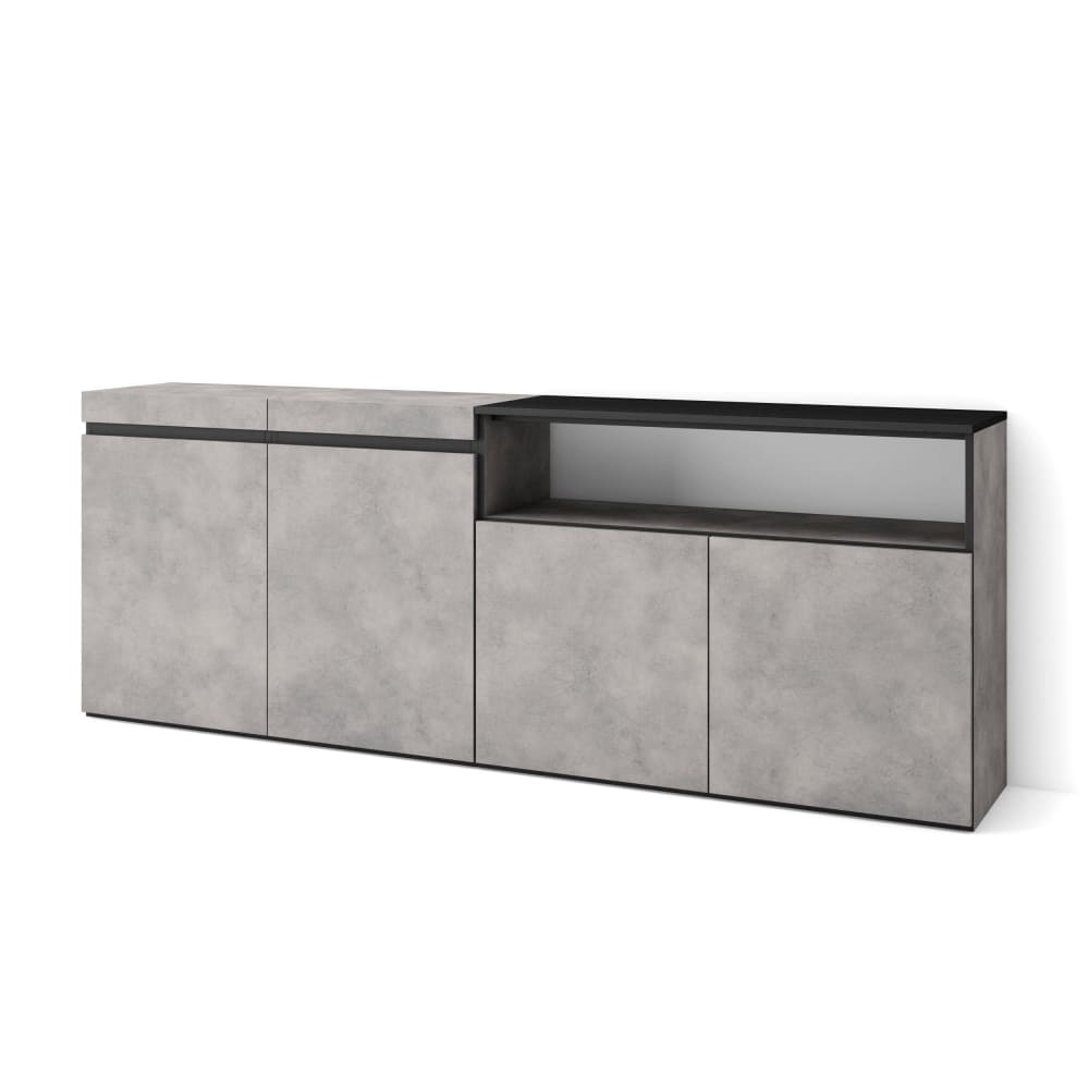 Buffet bahut COZY effet ciment 200 cm à trois portes