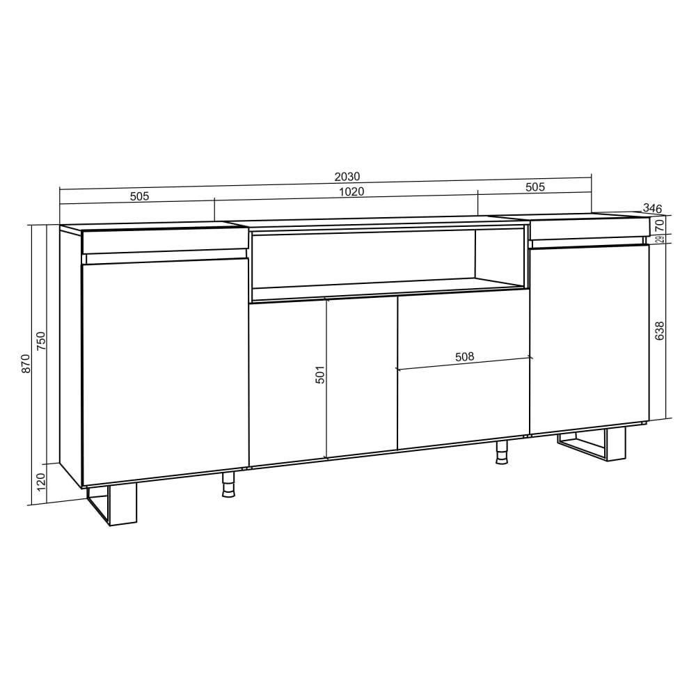 Buffet COZY vu de trois quarts