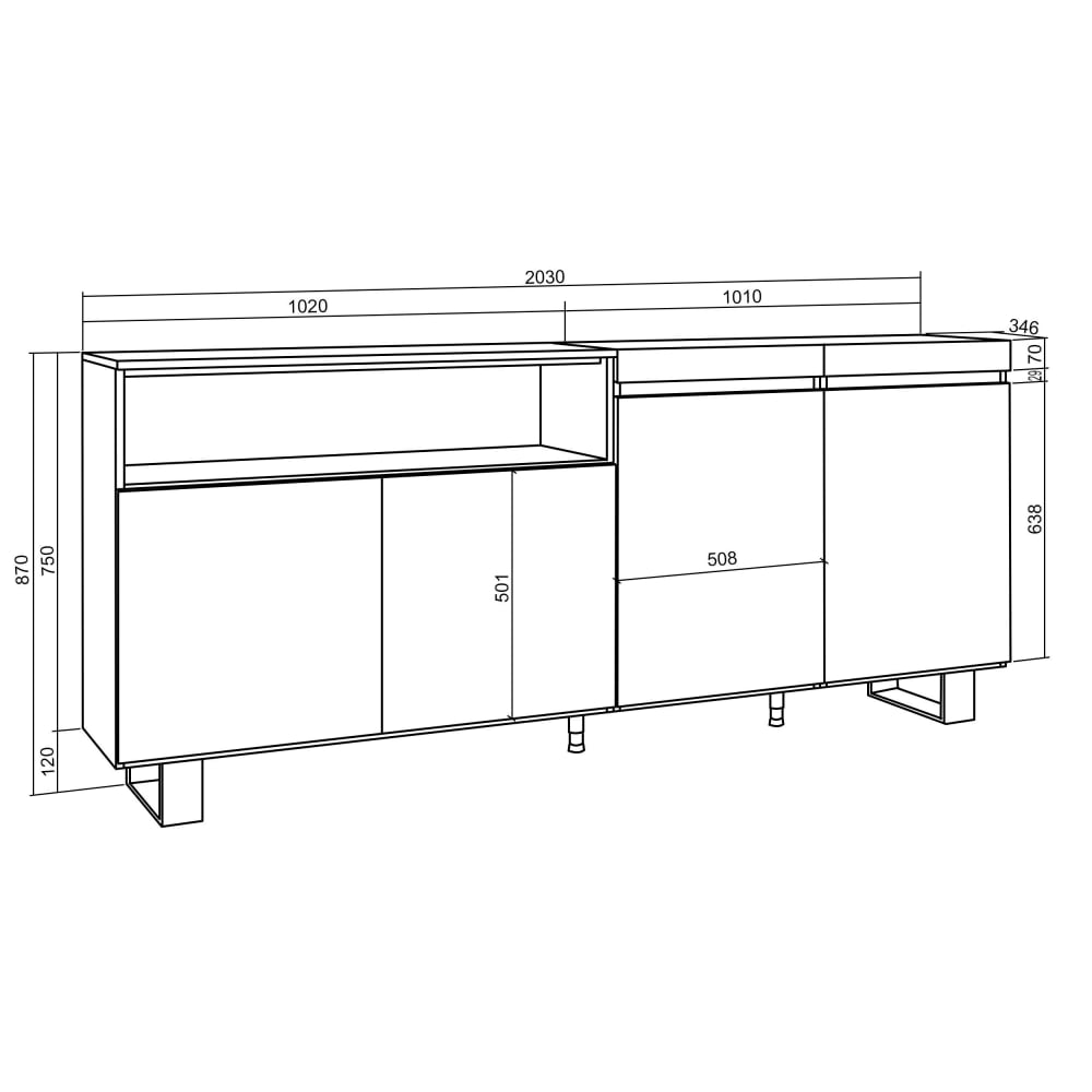 Buffet COZY vu de trois quarts