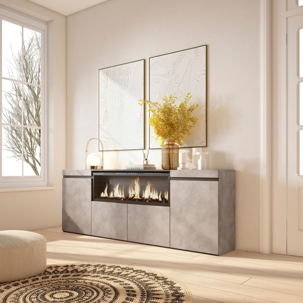 Détail de la surface effet ciment du buffet COZY