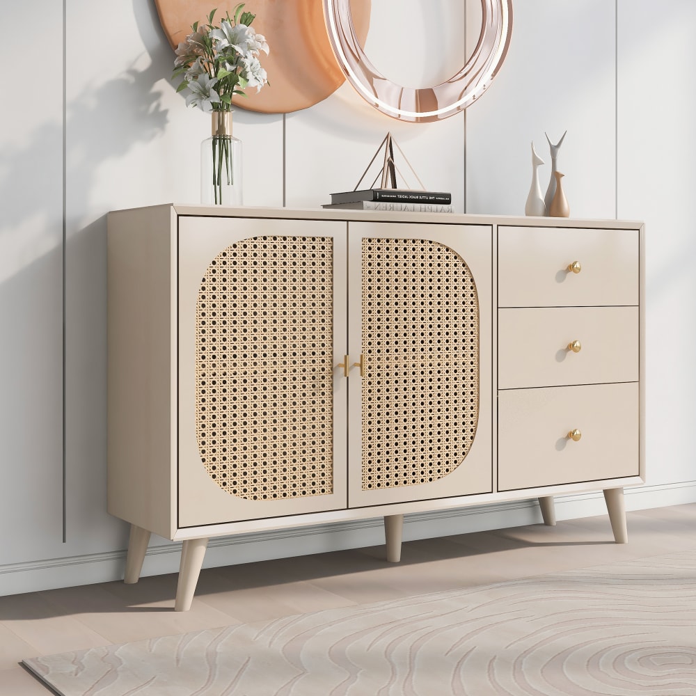 Buffet URBAN MEUBLE tiroirs ouverts et pieds en pin