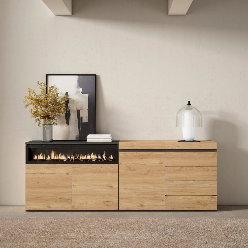 Détail des tiroirs du buffet COZY