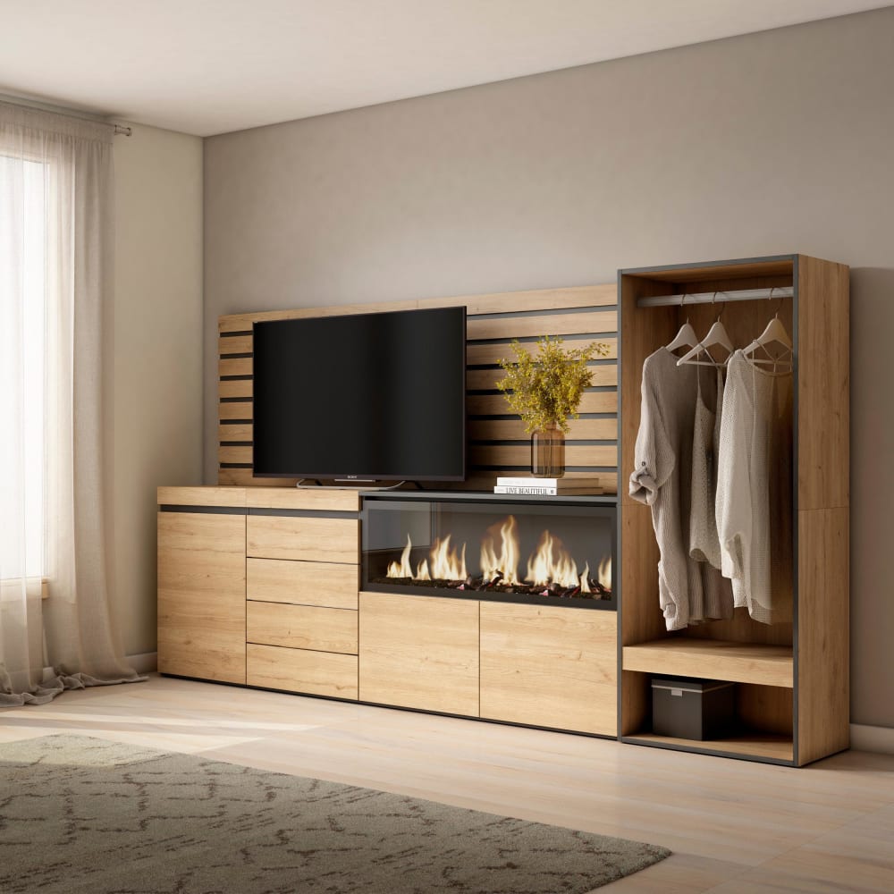 Détail de la commode à tiroirs du buffet COZY
