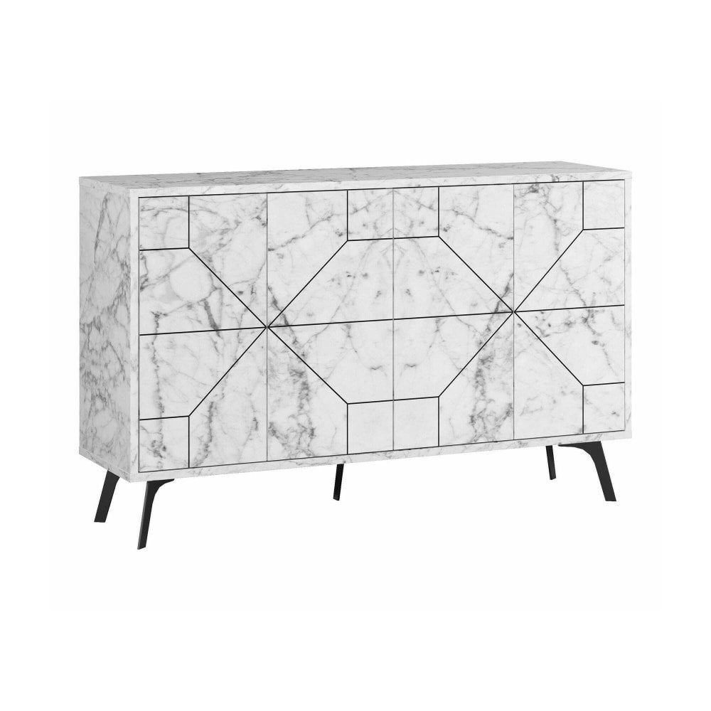 Buffet bas BRUNALE effet marbre blanc 123 x 62 cm